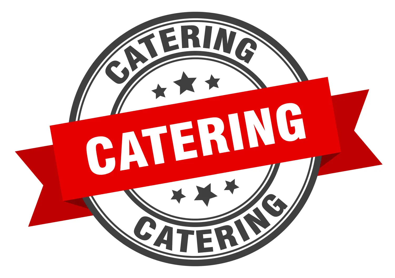Catering-Label. Catering-Rundbandschild. Catering-Stempel