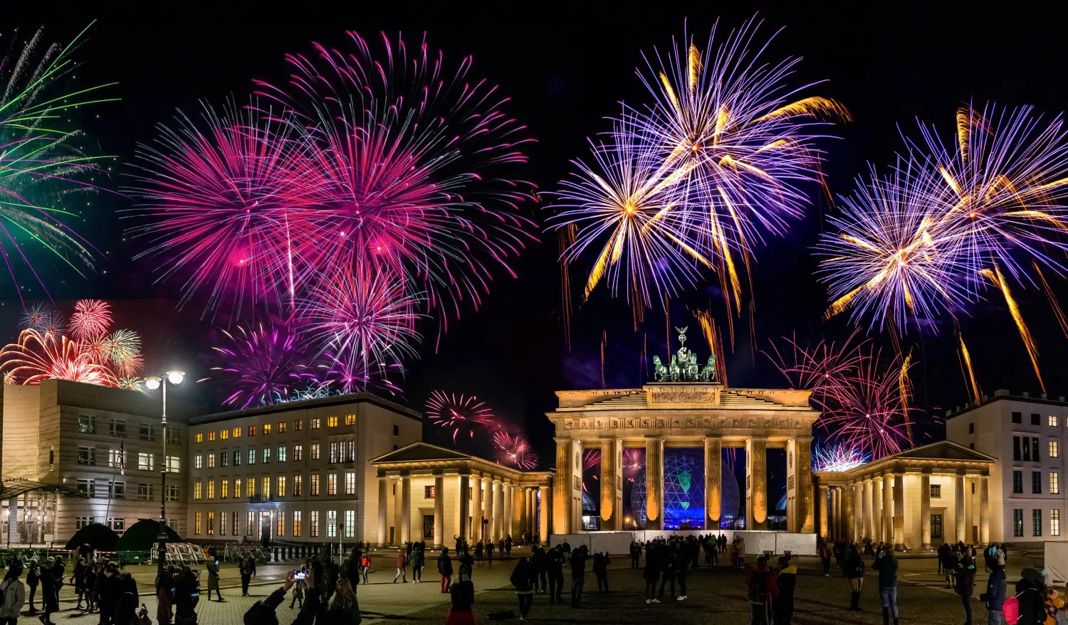 Silvesterparty am Brandenburger Tor, Berlin im neuen Jahr.