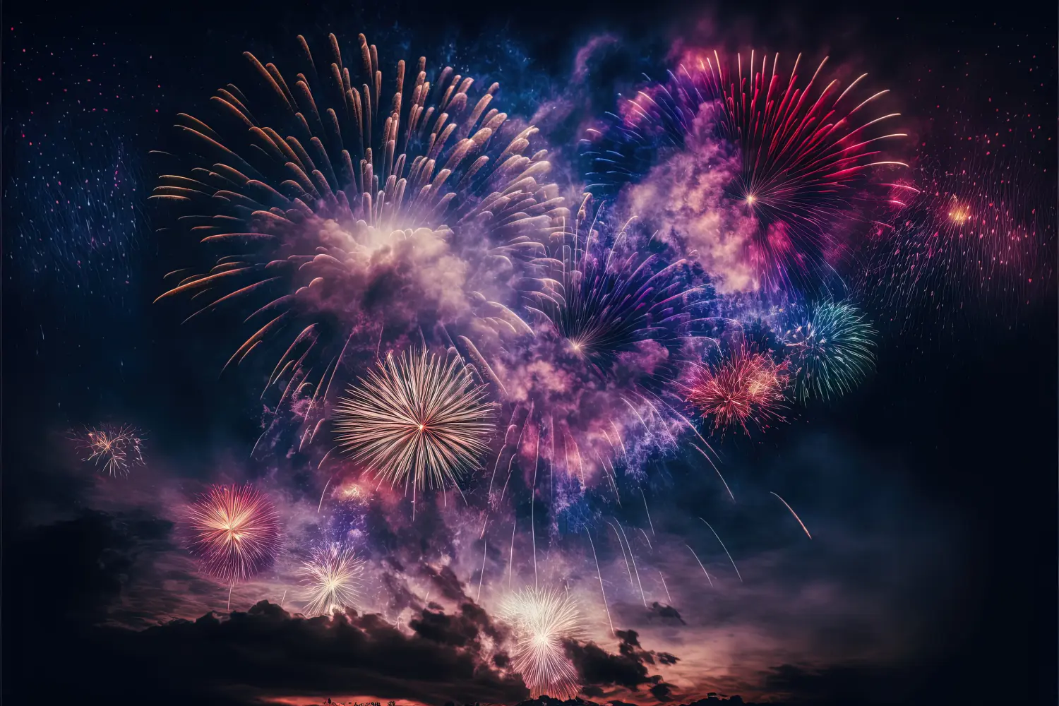 Neujahrsfeierlichkeiten - Feuerwerk am Nachthimmel